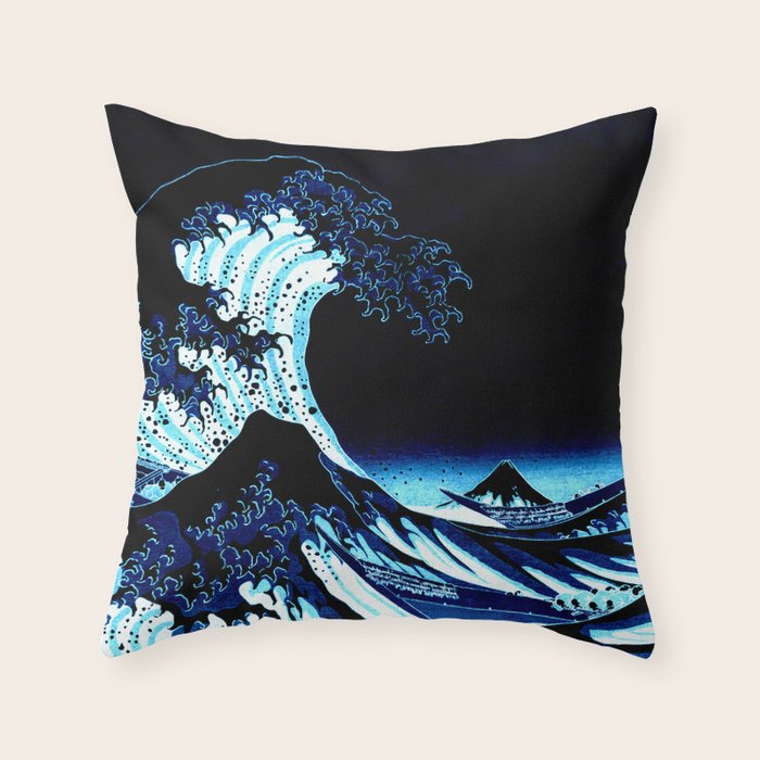 the Great Wave blue Throw Pillow Gallery Image 6