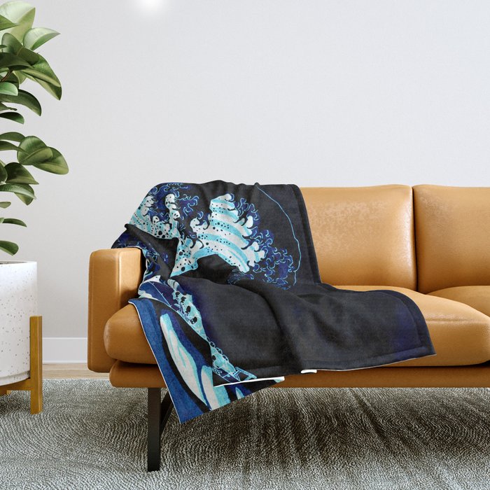 the Great Wave blue Throw Blanket Gallery Image 1