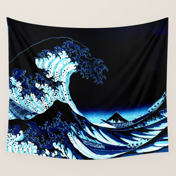 the Great Wave blue Wall Tapestry Gallery Image 4