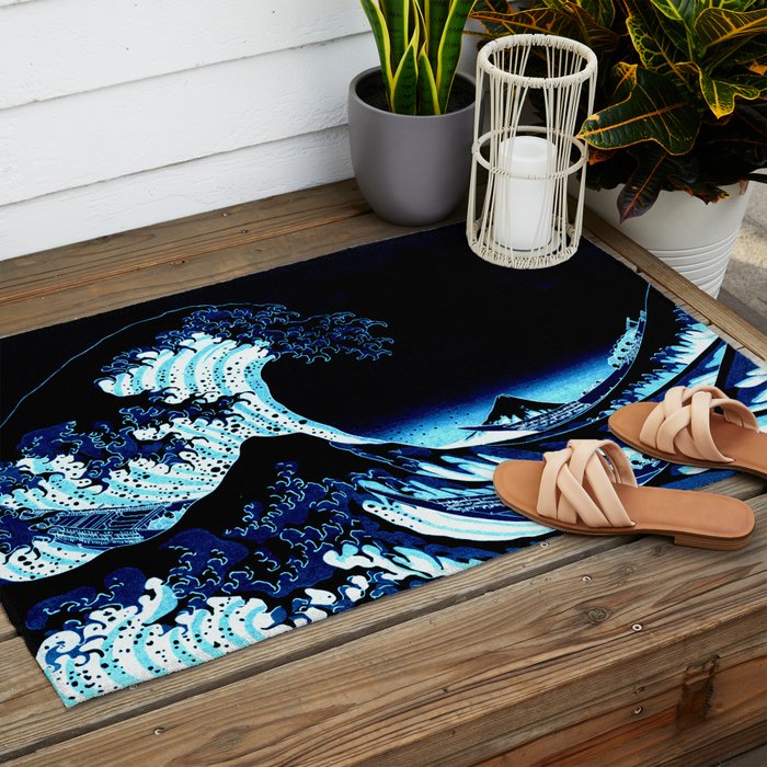 the Great Wave blue Outdoor Rug Gallery Image 2