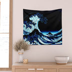the Great Wave blue Wall Tapestry Gallery Image 2
