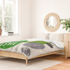Fun Mid Century Modern Abstract Minimalist Olive Green Rings Grey Black Accent Duvet Cover Gallery Image 2