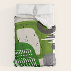 Fun Mid Century Modern Abstract Minimalist Olive Green Rings Grey Black Accent Duvet Cover Gallery Image 6