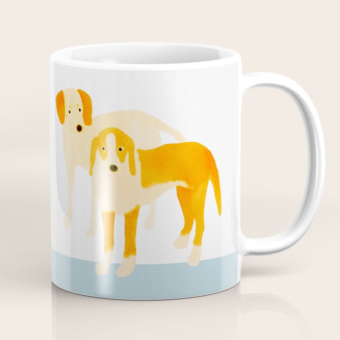 Dogs Near Water - Yellow and White Coffee Mug Gallery Image 1