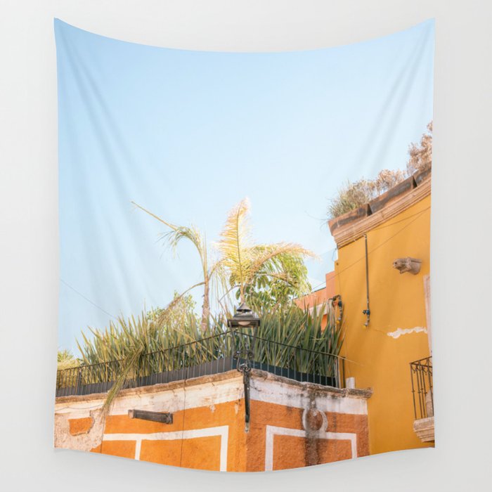 Yellow and orange in San Miguel de Allende | Mexico travel photography | Summer vibes Wall Tapestry Gallery Image 1