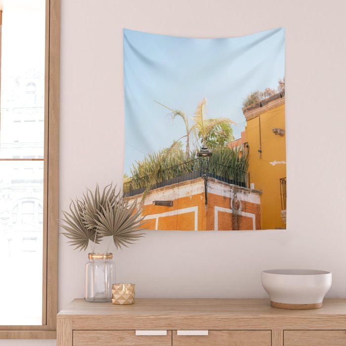 Yellow and orange in San Miguel de Allende | Mexico travel photography | Summer vibes Wall Tapestry Gallery Image 2