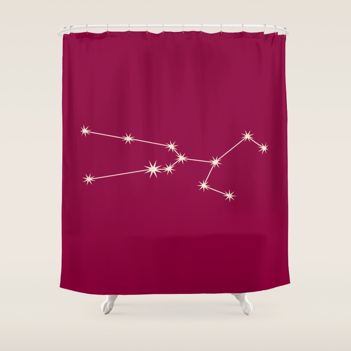 Taurus Zodiac Star Constellation Line Art Magenta Pink Shower Curtain Gallery Image 1