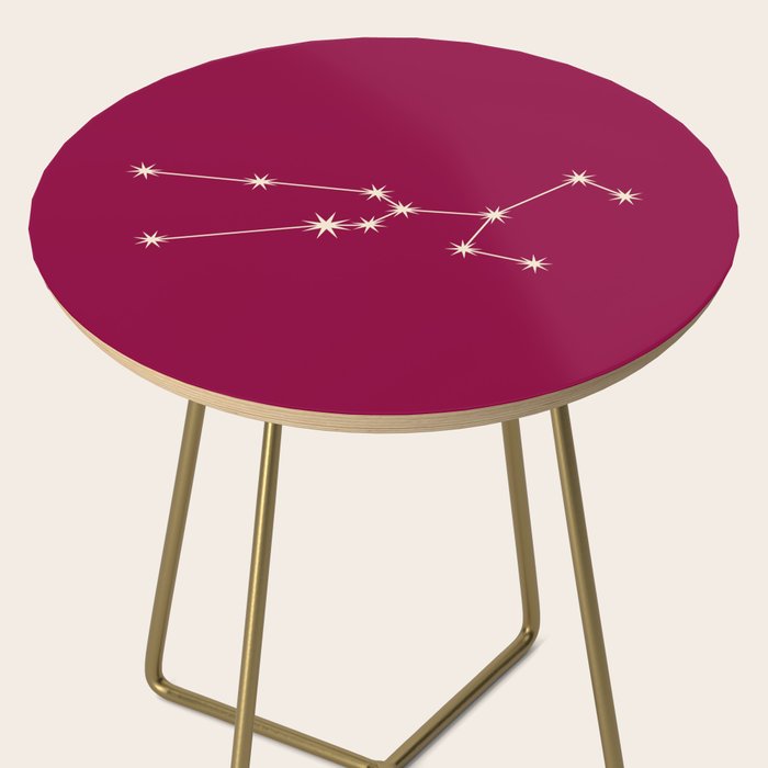 Taurus Zodiac Star Constellation Line Art Magenta Pink Side Table Gallery Image 2