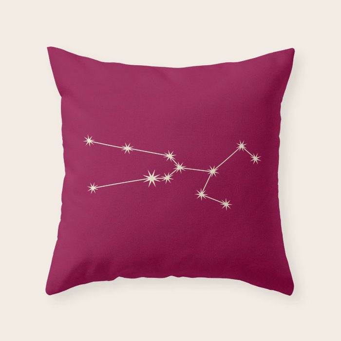 Taurus Zodiac Star Constellation Line Art Magenta Pink Throw Pillow Gallery Image 1