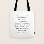 Serenity Prayer, Serenity Prayer Wall Art Bible Verse Scripture Christian Inspirational Quote  Tote Bag Gallery Image 1