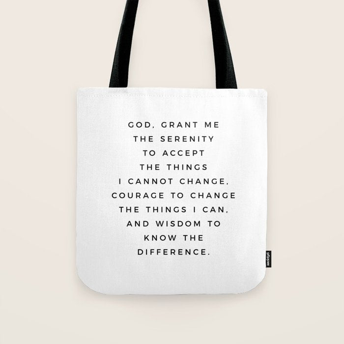 Serenity Prayer, Serenity Prayer Wall Art Bible Verse Scripture Christian Inspirational Quote  Tote Bag Gallery Image 1