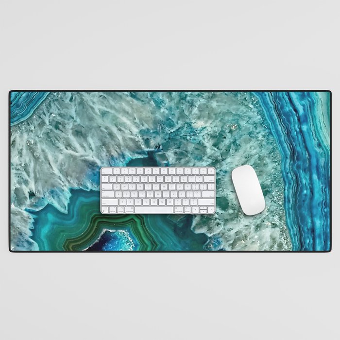 Aqua turquoise agate mineral gem stone Desk Mat Gallery Image 1