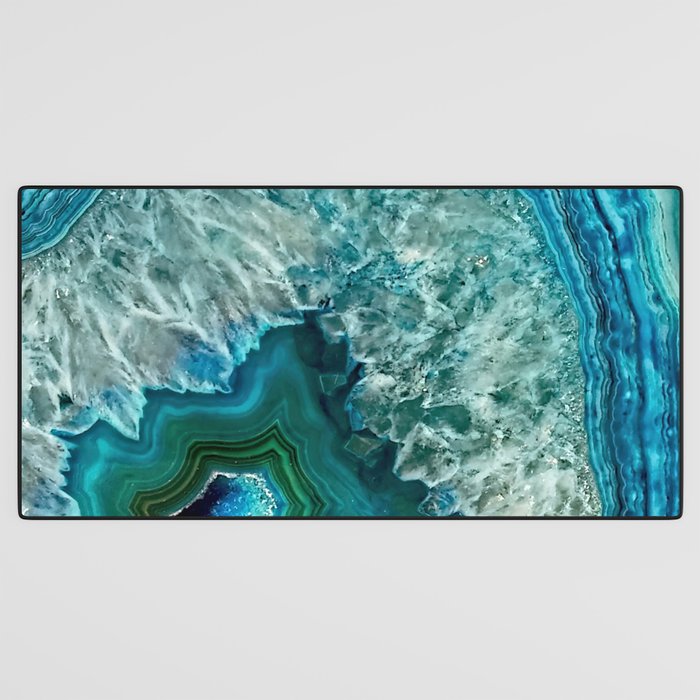 Aqua turquoise agate mineral gem stone Desk Mat Gallery Image 3