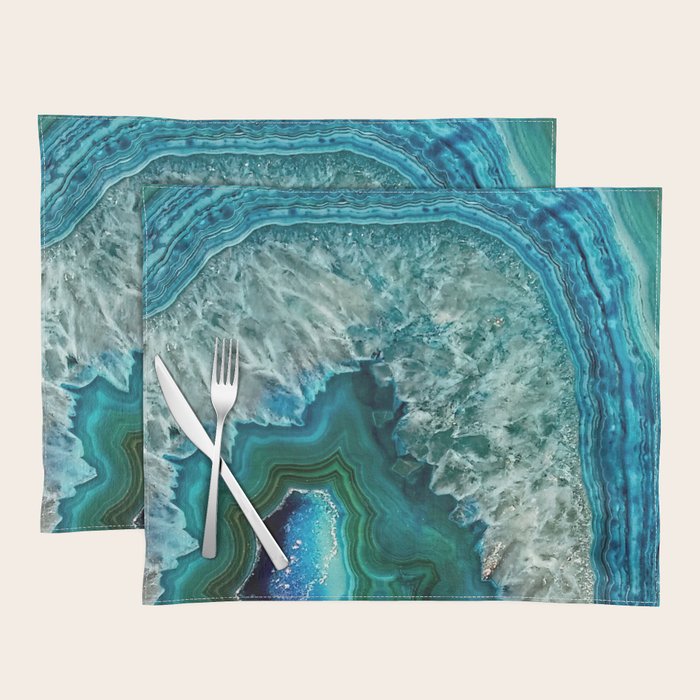 Aqua turquoise agate mineral gem stone Placemat Gallery Image 1