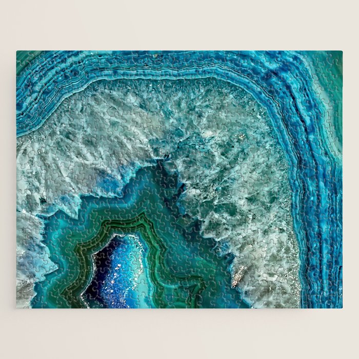 Aqua turquoise agate mineral gem stone Jigsaw Puzzle Gallery Image 1