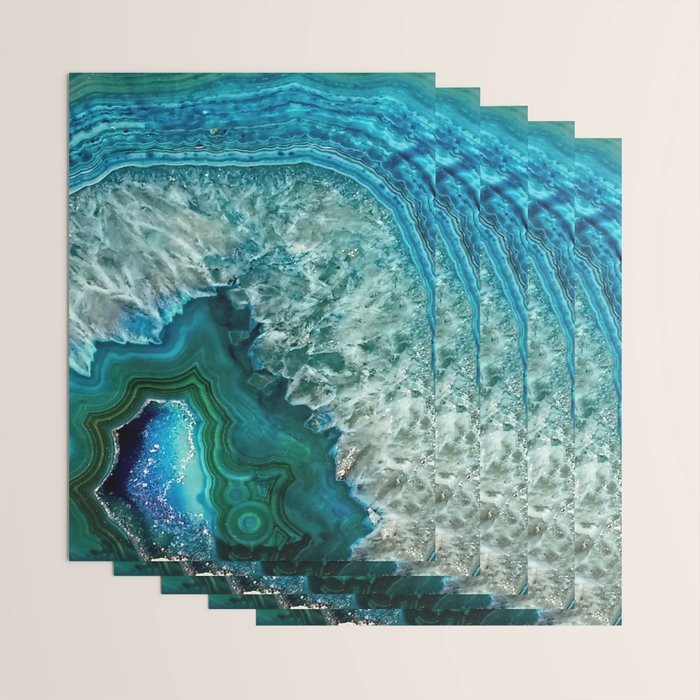 Aqua turquoise agate mineral gem stone Wrapping Paper Gallery Image 3