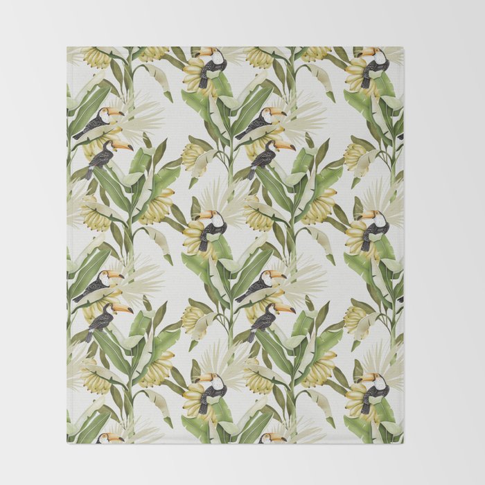 Toucans in Banana Plantation N Throw Blanket Gallery Image 2