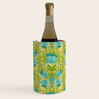 Turquoise and Green Leaves 1960s Retro Vintage Pattern Wine Chiller Gallery Image 3