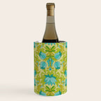 Turquoise and Green Leaves 1960s Retro Vintage Pattern Wine Chiller Gallery Image 1