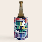 Rainbow bookshelf // navy blue background white shelf and library cats Wine Chiller Gallery Image 3