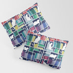 Rainbow bookshelf // navy blue background white shelf and library cats Pillow Sham Gallery Image 3