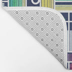 Rainbow bookshelf // navy blue background white shelf and library cats Bath Mat Gallery Image 2