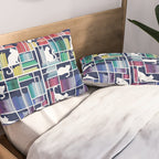 Rainbow bookshelf // navy blue background white shelf and library cats Pillow Sham Gallery Image 2