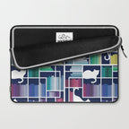 Rainbow bookshelf // navy blue background white shelf and library cats Laptop Sleeve Gallery Image 2