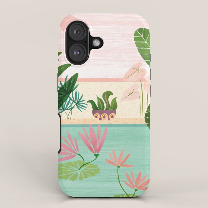 Morocco Meditation Garden - Pink and Green Landscape iPhone Case Gallery Image 1