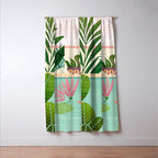 Morocco Meditation Garden - Pink and Green Landscape Window Curtain Gallery Image 3