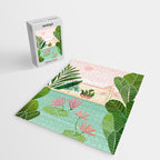 Morocco Meditation Garden - Pink and Green Landscape Jigsaw Puzzle Gallery Image 2