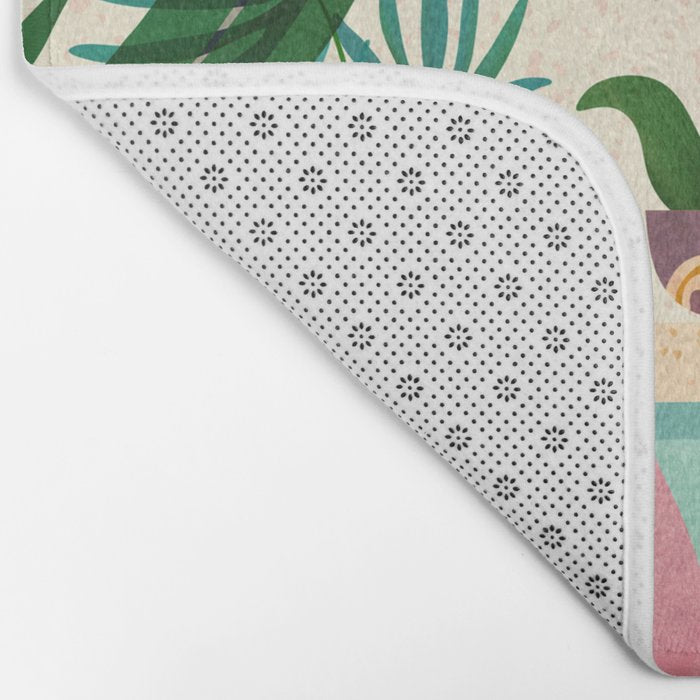 Morocco Meditation Garden - Pink and Green Landscape Bath Mat Gallery Image 2