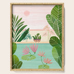 Morocco Meditation Garden - Pink and Green Landscape Serving Tray Gallery Image 1