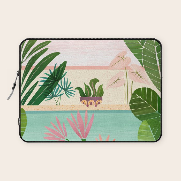 Morocco Meditation Garden - Pink and Green Landscape Laptop Sleeve Gallery Image 1