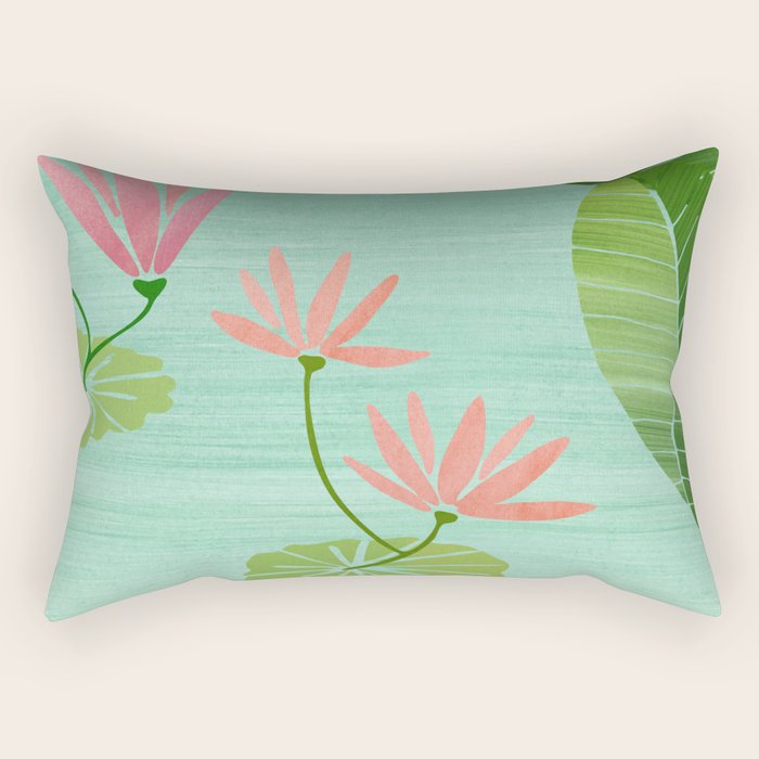 Morocco Meditation Garden - Pink and Green Landscape Rectangular Pillow Gallery Image 2