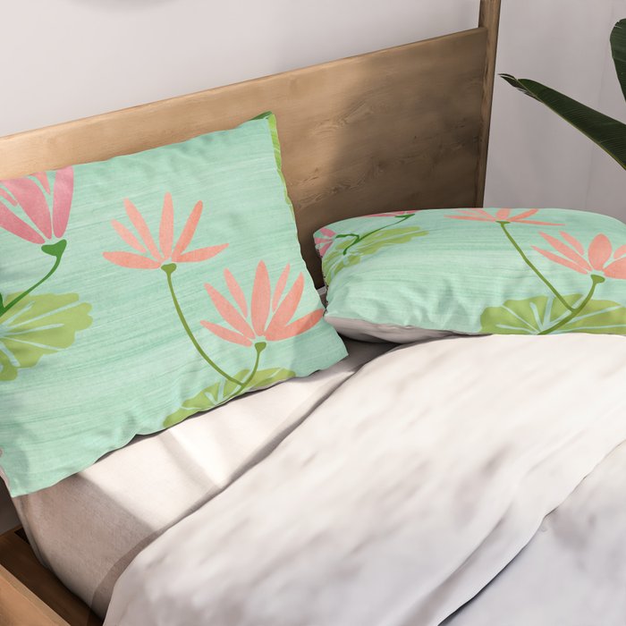 Morocco Meditation Garden - Pink and Green Landscape Pillow Sham Gallery Image 2