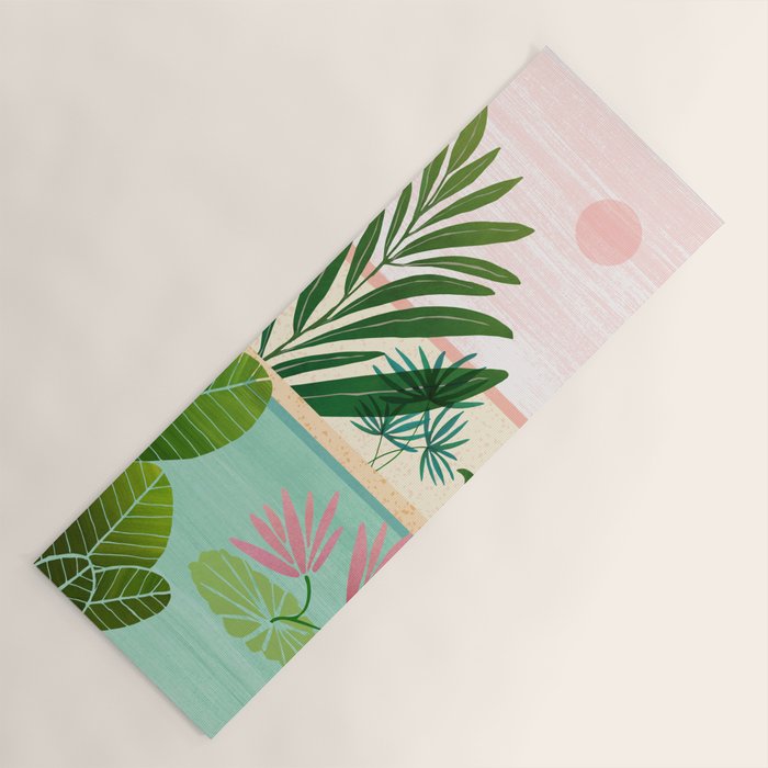 Morocco Meditation Garden - Pink and Green Landscape Yoga Mat Gallery Image 1