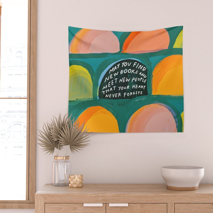 Meet New Books, Meet New People - Book Lover Art Wall Tapestry Gallery Image 2