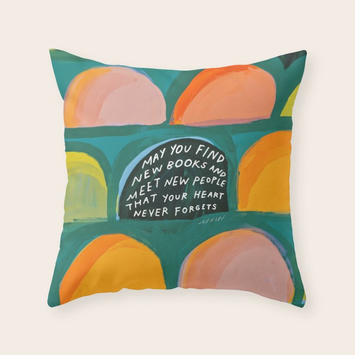 Meet New Books, Meet New People - Book Lover Art Throw Pillow Gallery Image 6