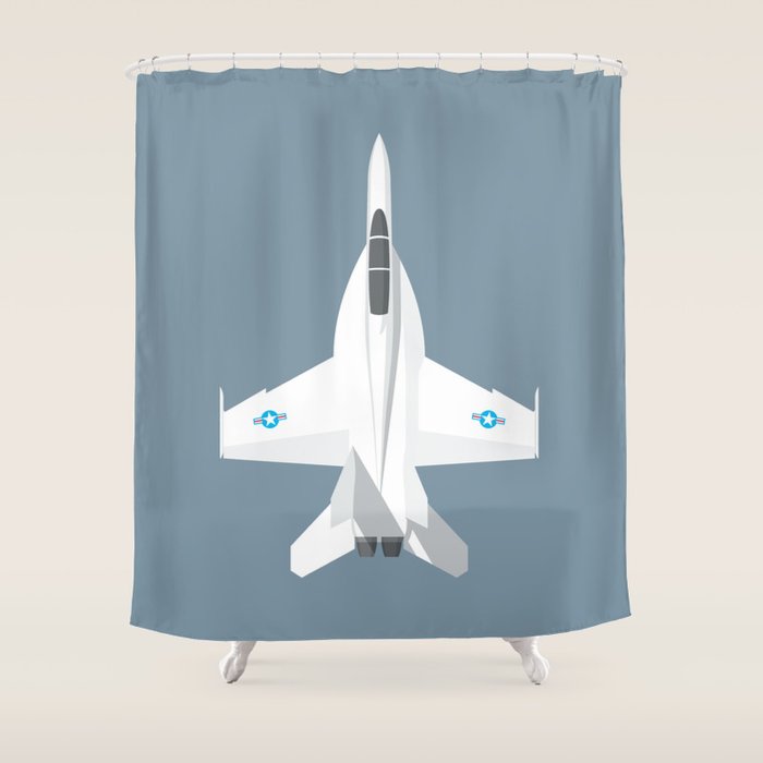F-18 Super Hornet Jet Aircraft - Slate Shower Curtain Gallery Image 1