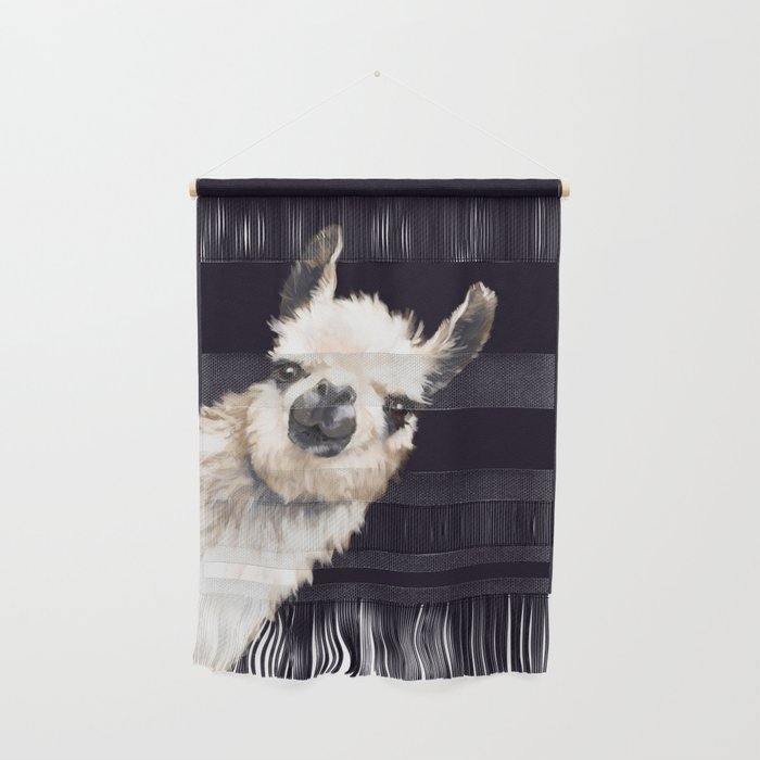 Sneaky Llama in Black Wall Hanging Gallery Image 1