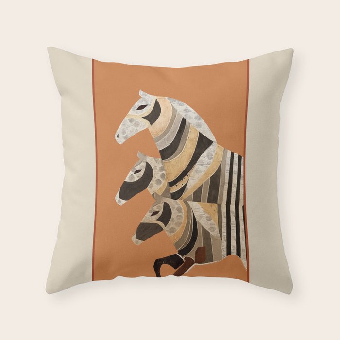 Horses in Stripes II Throw Pillow Gallery Image 1