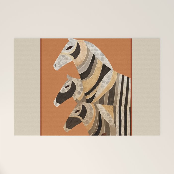 Horses in Stripes II Welcome Mat Gallery Image 1
