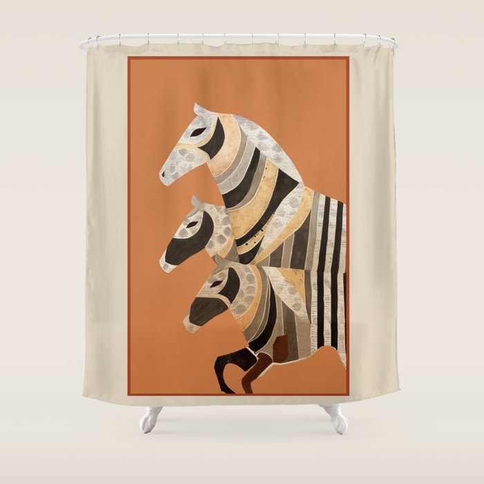 Horses in Stripes II Shower Curtain Gallery Image 1