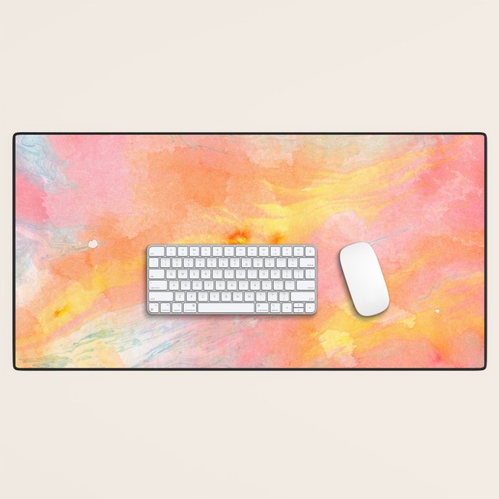 Abundance - abstract pink marbling painting Desk Mat Gallery Image 1