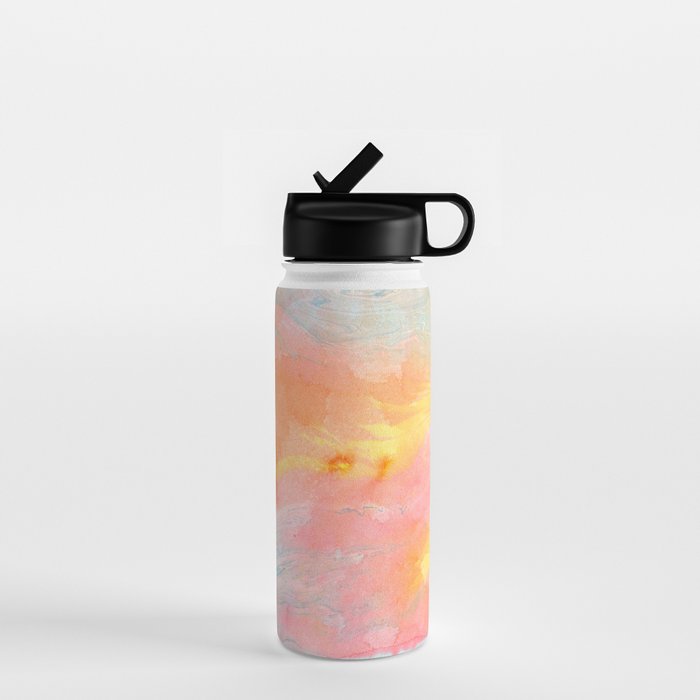 Abundance - abstract pink marbling painting Water Bottle Gallery Image 1
