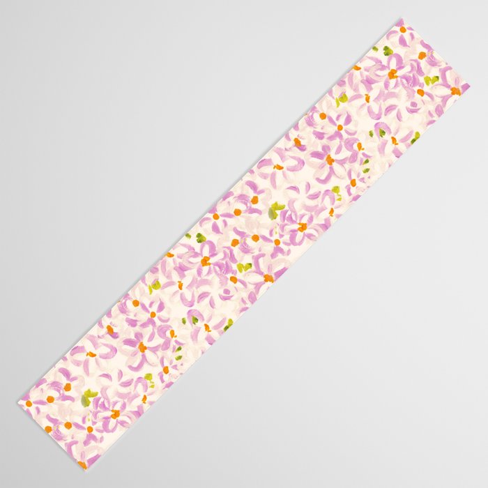 Pink brush stroke flowers Table Runner Gallery Image 3