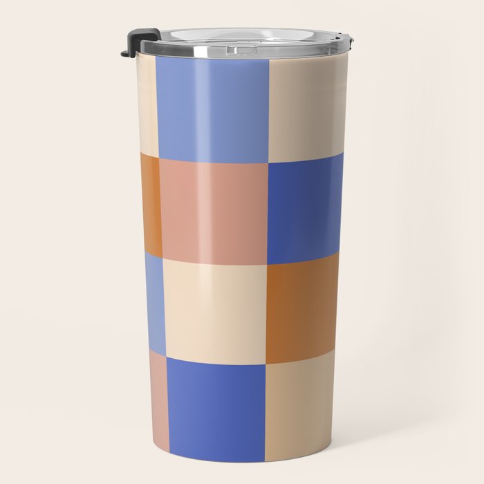 Bold Retro Checks Pattern - Large XXIX Travel Mug Gallery Image 3