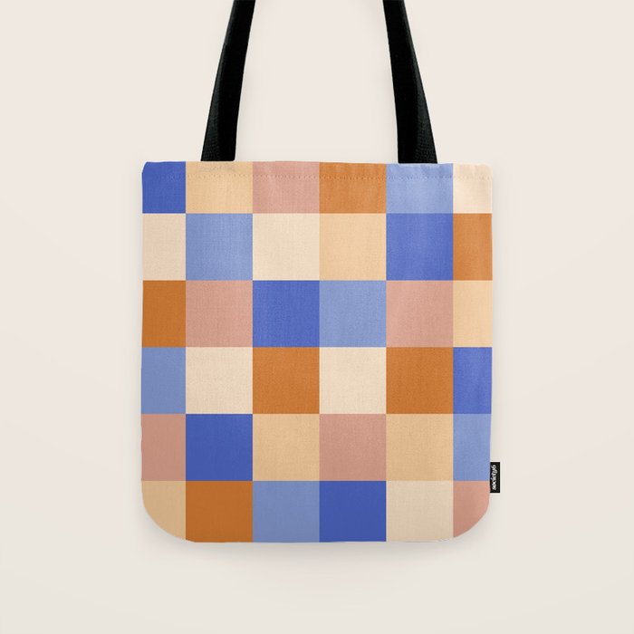 Bold Retro Checks Pattern - Large XXIX Tote Bag Gallery Image 1