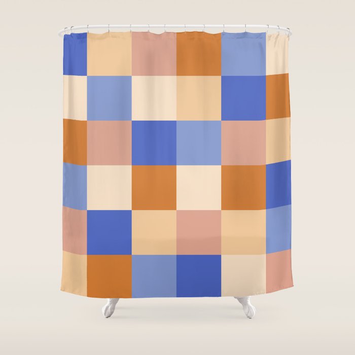 Bold Retro Checks Pattern - Large XXIX Shower Curtain Gallery Image 1